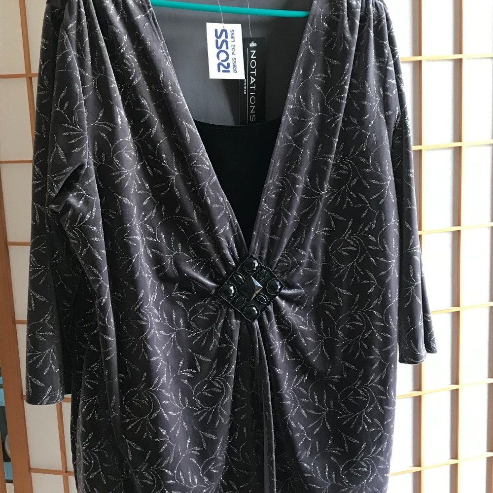 Gray and silver festive top